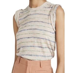 Veronica Beard Renley Renly Striped Sweater Tank Top Cotton Pink Large